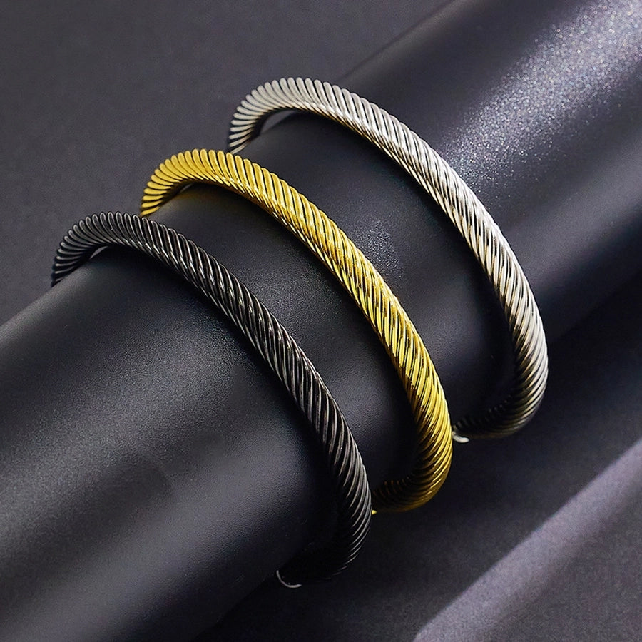 Solid color spiral stripe titanium steel plating twisted cable bracele