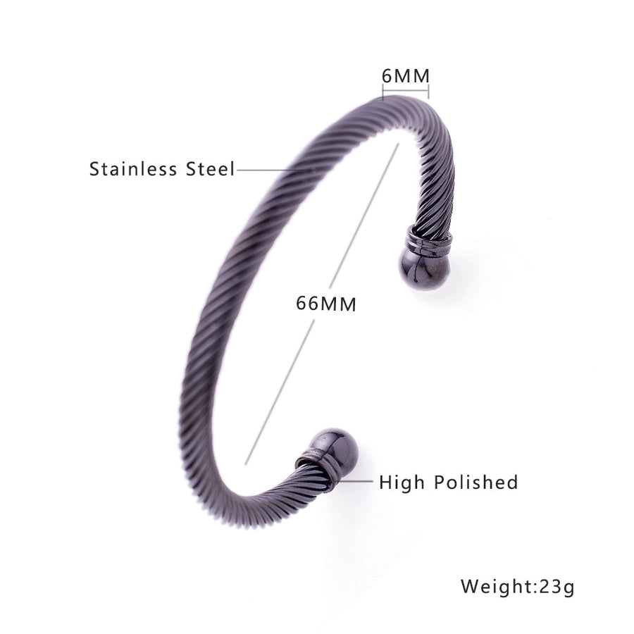 Solid color spiral stripe titanium steel plating twisted cable bracele