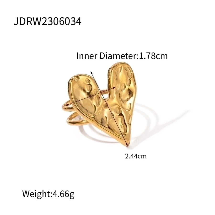 Jewelry IG Style Heart Shape  Stainless Steel Plating Open Rings