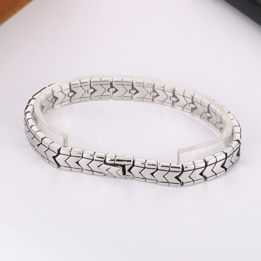 retro solid color titanium steel polishing men's bracelets