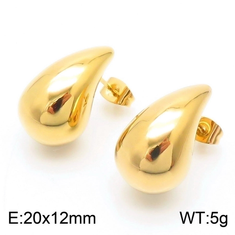 Water Droplets Stainless Steel 18K Gold Plated Ear Studs