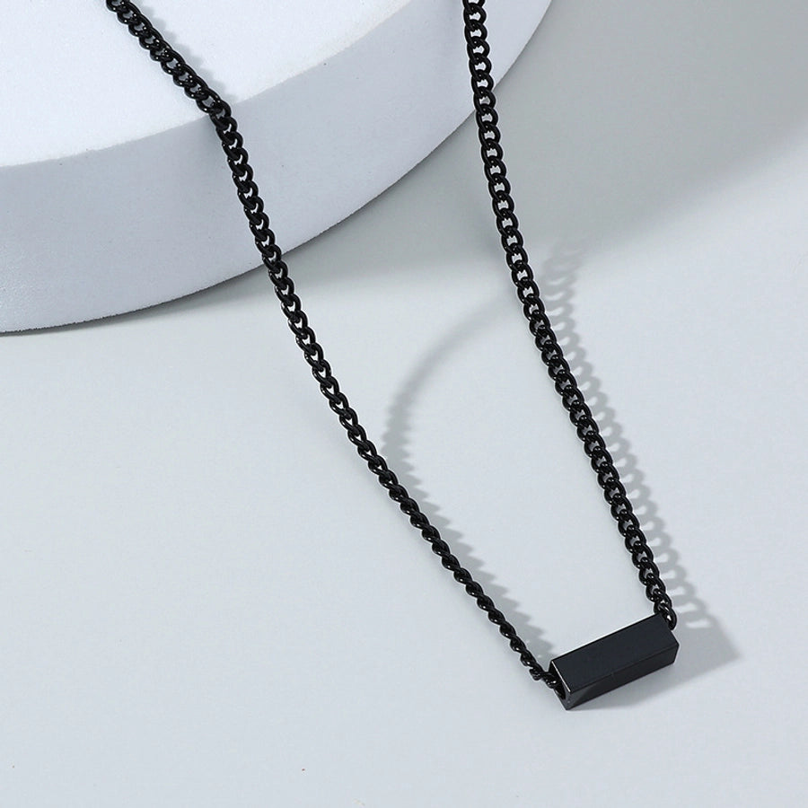 simple style cube pendant titanium steel necklace  jewelry