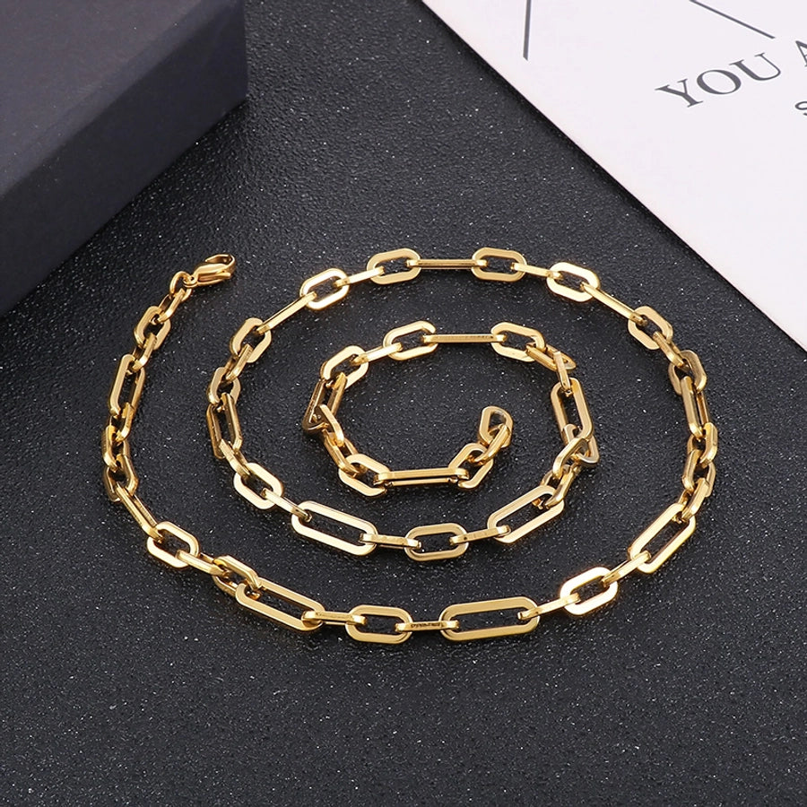 Titanium Steel 18K Gold Plated  Rock Patchwork Solid Color Necklace