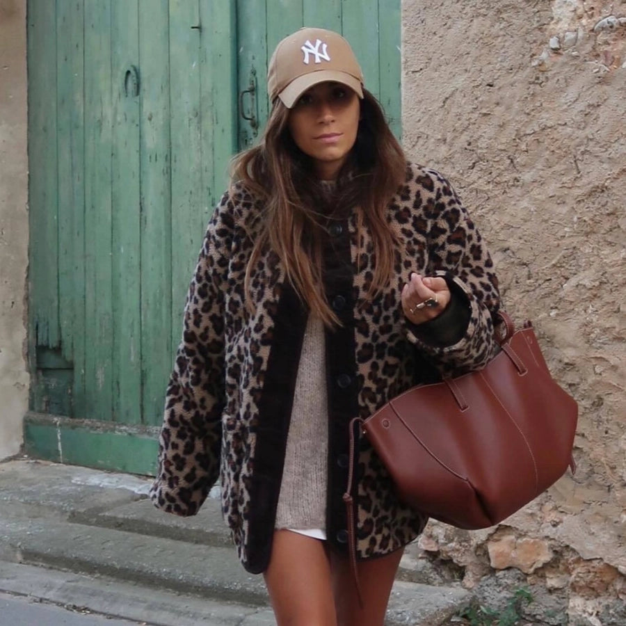 Casual Elegant Leopard Single Breasted Coat