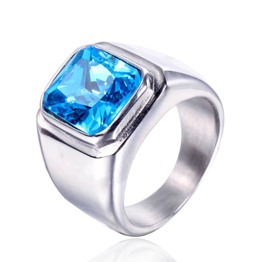 Simple Style Square Titanium Steel Metal Inlay Gem Polishing Men'S Rings