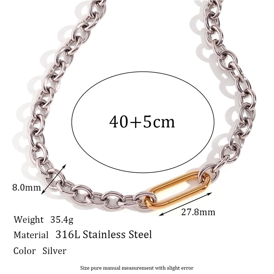 Oval Stainless Steel 18K Gold Plated Plating Bracelets/ Necklace