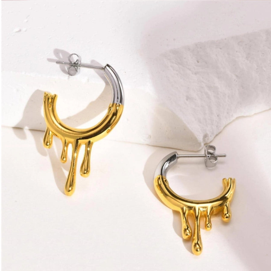 Color Block Plating Titanium Steel Drop Earrings