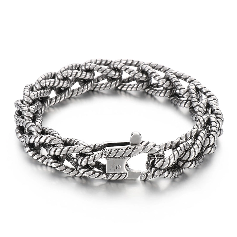 retro streetwear solid color titanium steel polishing men's bracelets