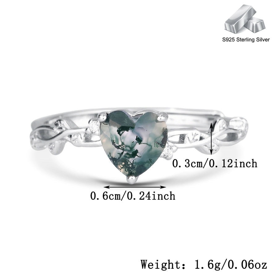 S925  Agate Love Heart  Fine Jewelry Suit