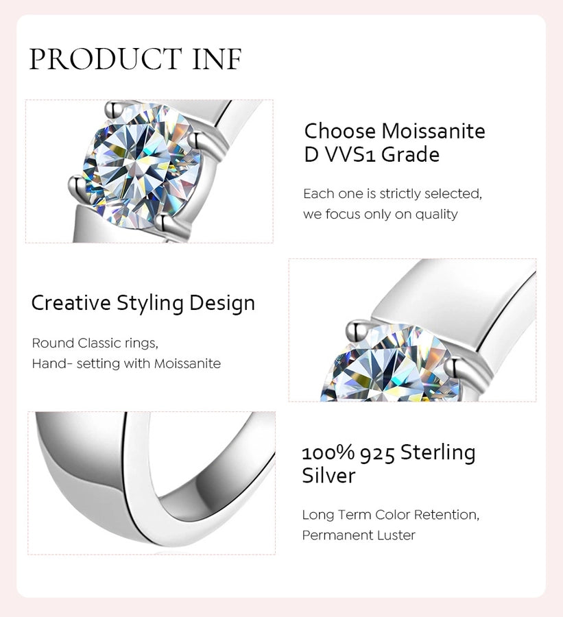 simple style streetwear geometric sterling silver gra plating inlay moissanite rings