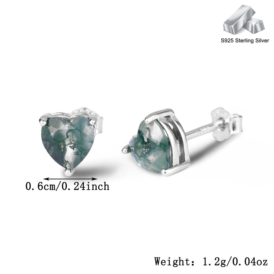 S925  Agate Love Heart  Fine Jewelry Suit