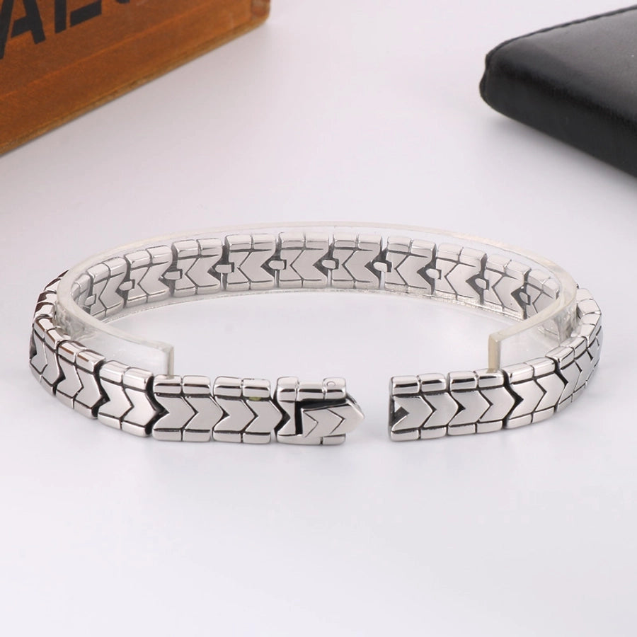 retro solid color titanium steel polishing men's bracelets