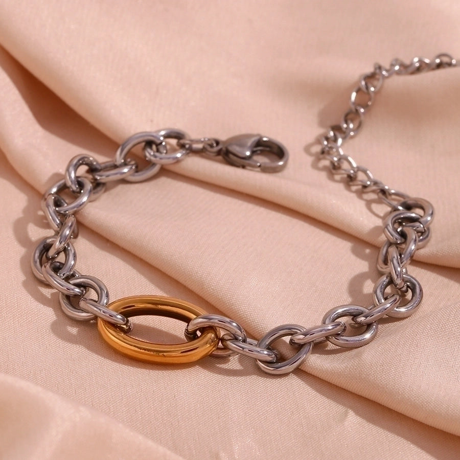 Oval Stainless Steel 18K Gold Plated Plating Bracelets/ Necklace