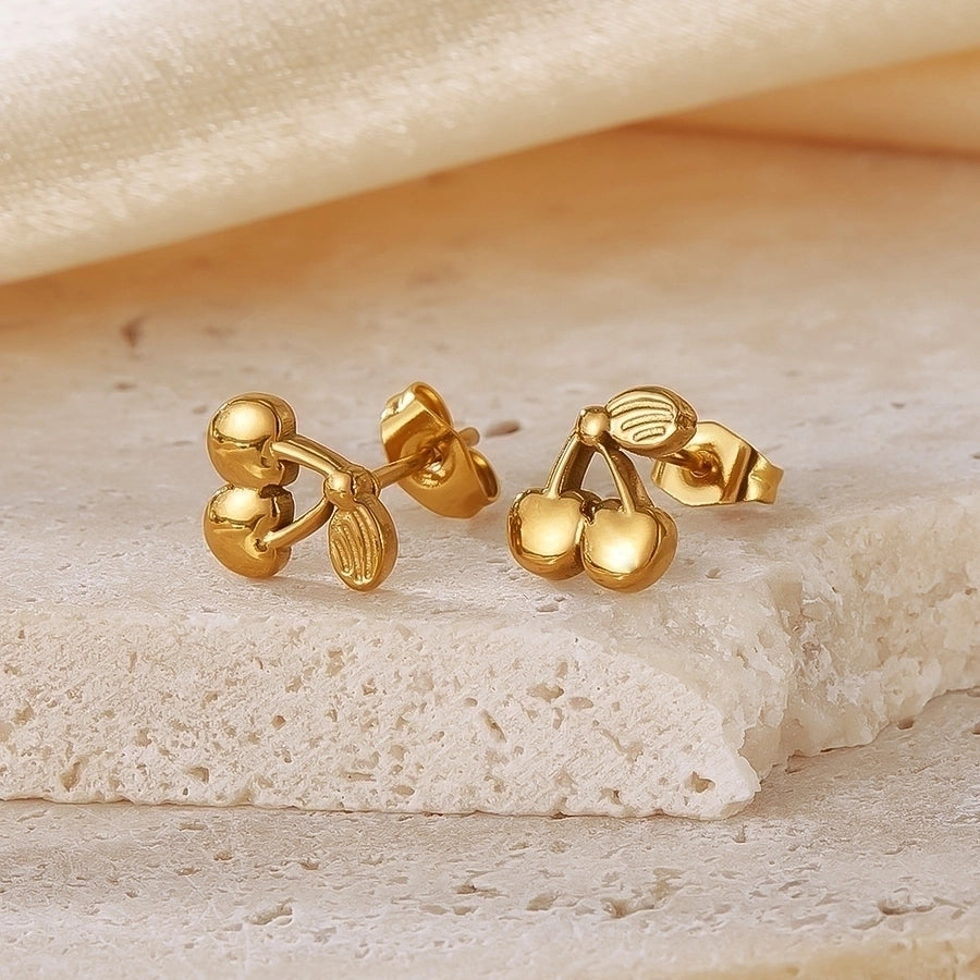 Cherry Plating  Stainless Steel Ear Studs