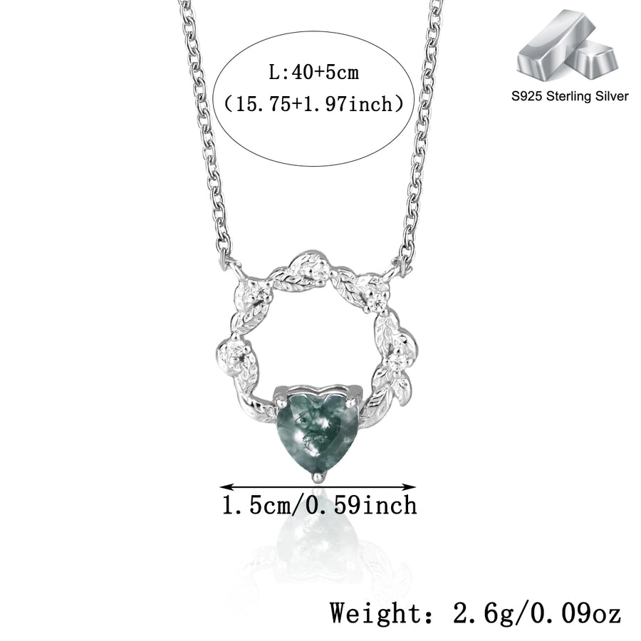 S925  Agate Love Heart  Fine Jewelry Suit