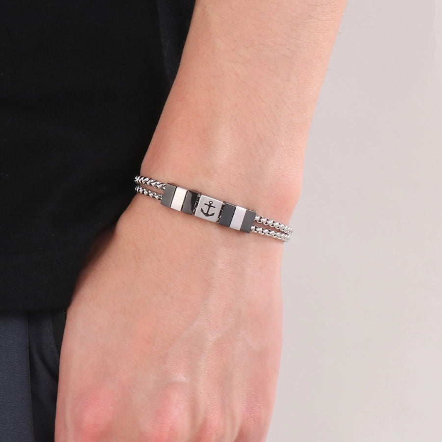 casual  geometric titanium steel polishing men's bracelets