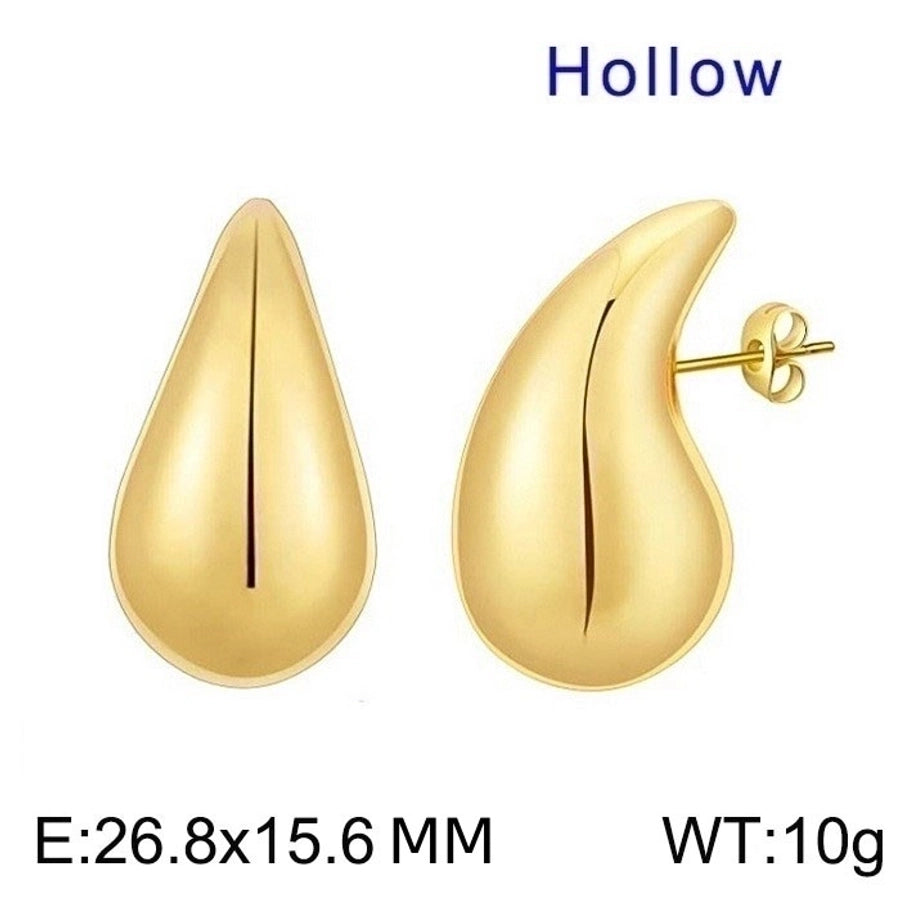 Water Droplets Stainless Steel 18K Gold Plated Ear Studs