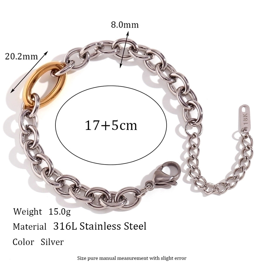 Oval Stainless Steel 18K Gold Plated Plating Bracelets/ Necklace