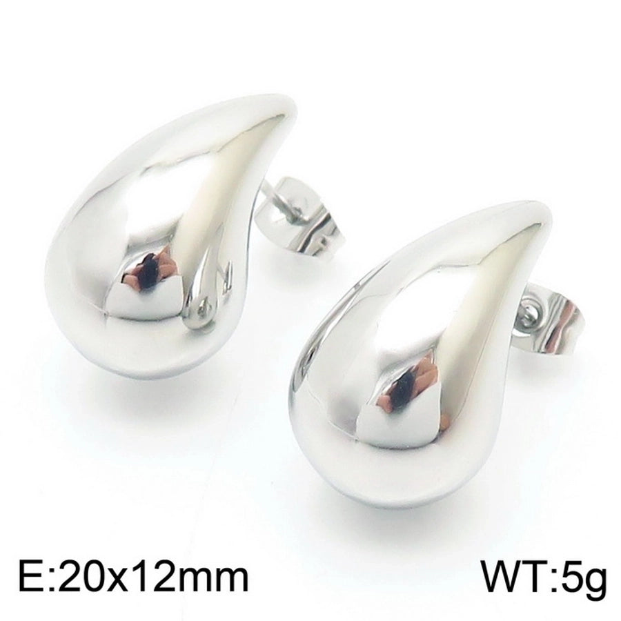 Water Droplets Stainless Steel 18K Gold Plated Ear Studs