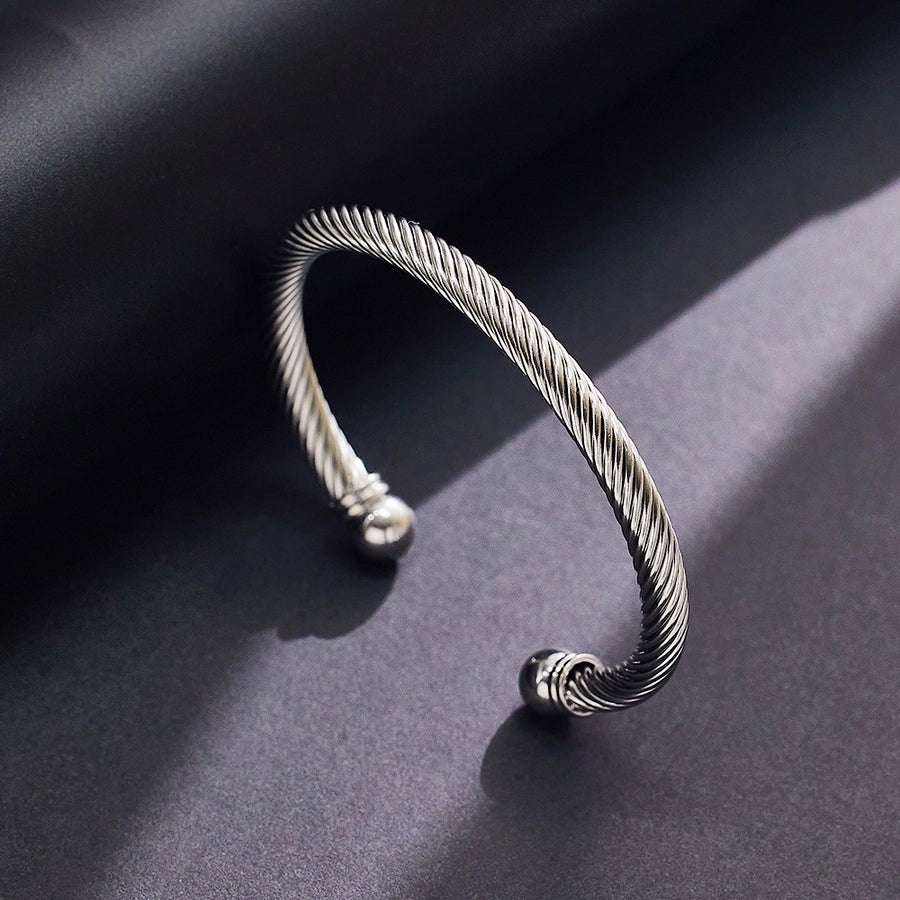 Solid color spiral stripe titanium steel plating twisted cable bracele