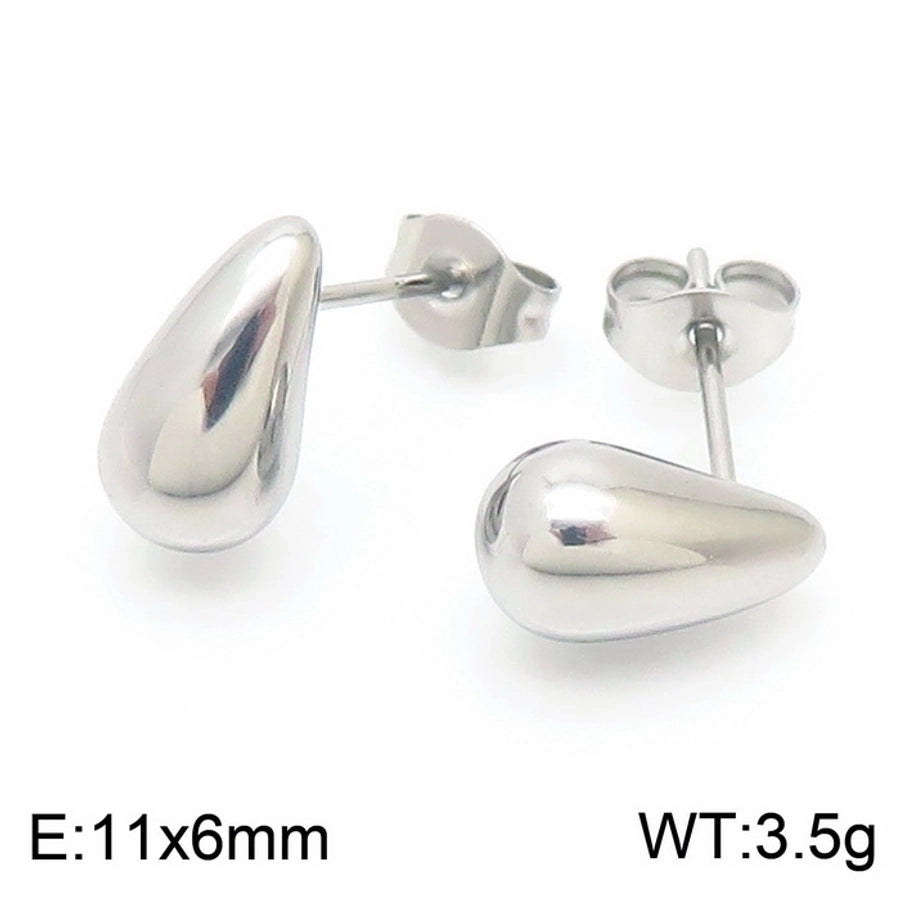 Water Droplets Stainless Steel 18K Gold Plated Ear Studs