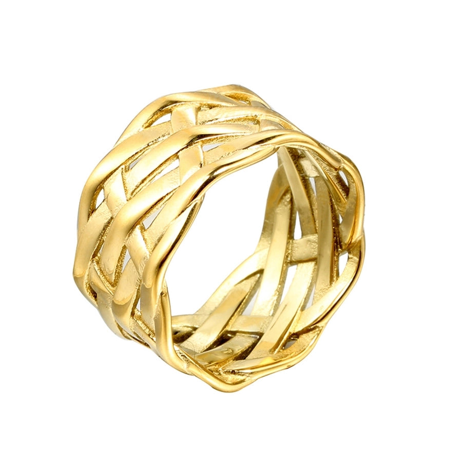 Retro Geometric Titanium Steel None 18K Gold Plated Rhodium Plated Men'S Rings