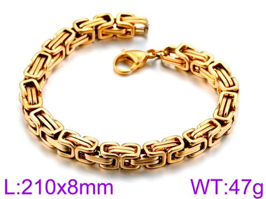 Simple style splicing solid color titanium steel plating 18k gold plated men's bracelets