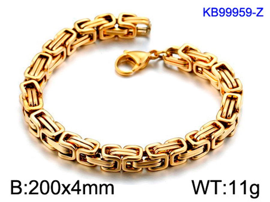 Simple style splicing solid color titanium steel plating 18k gold plated men's bracelets