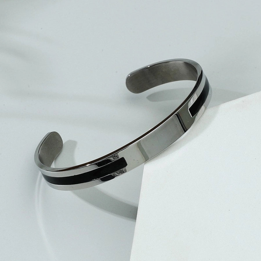 fashion c shape titanium steel plating men's bangle