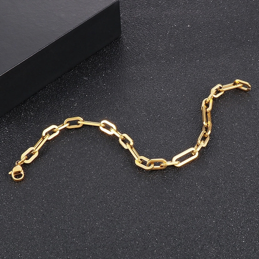 Casual Simple Style Solid Color Titanium Steel 18K Gold Plated Bracelets In Bulk