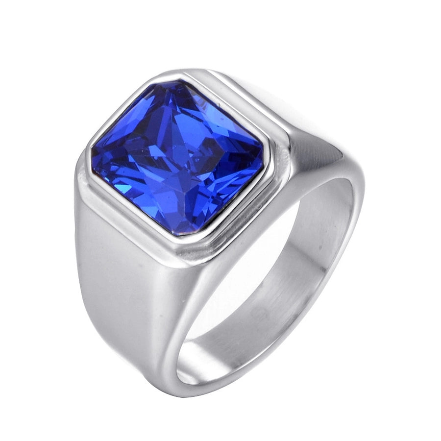 Simple Style Square Titanium Steel Metal Inlay Gem Polishing Men'S Rings