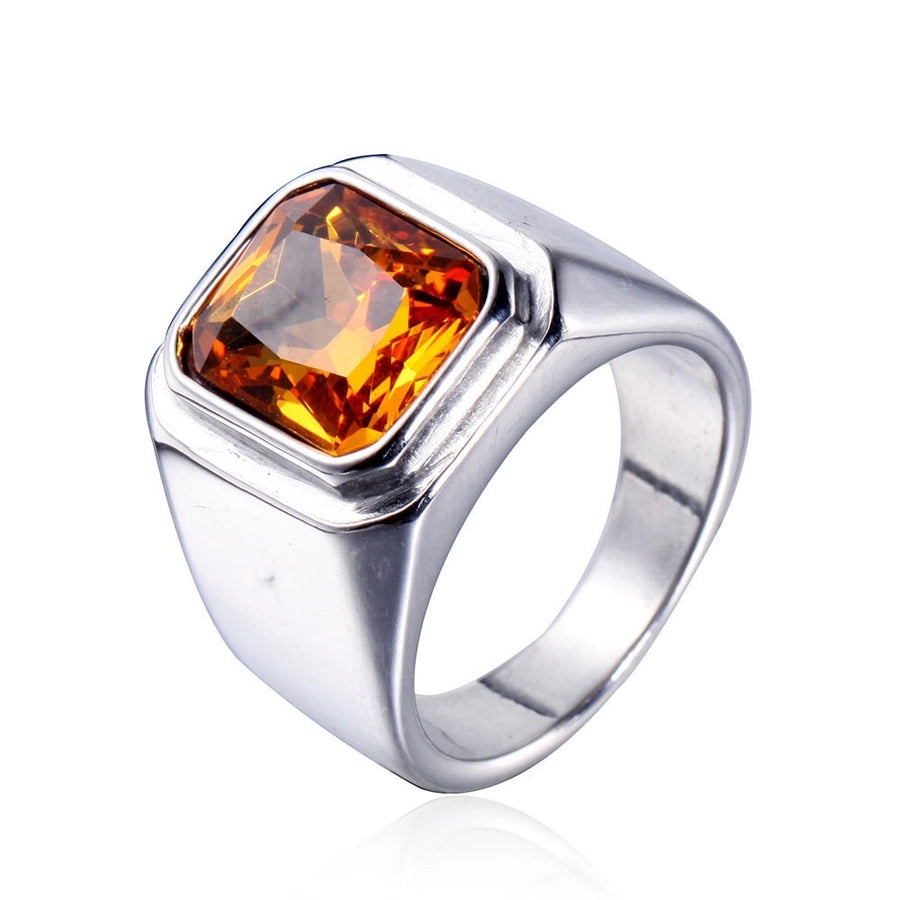 Simple Style Square Titanium Steel Metal Inlay Gem Polishing Men'S Rings