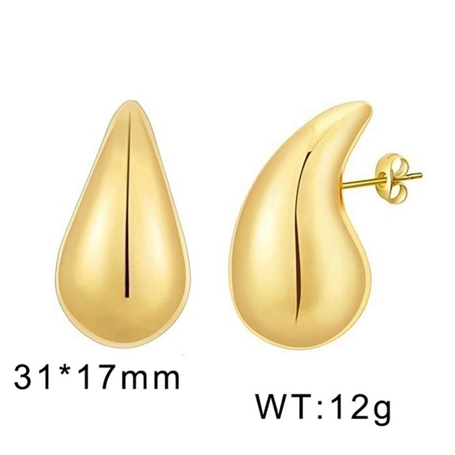 Water Droplets Stainless Steel 18K Gold Plated Ear Studs