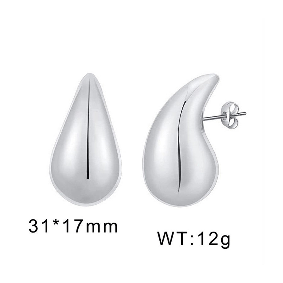 Water Droplets Stainless Steel 18K Gold Plated Ear Studs