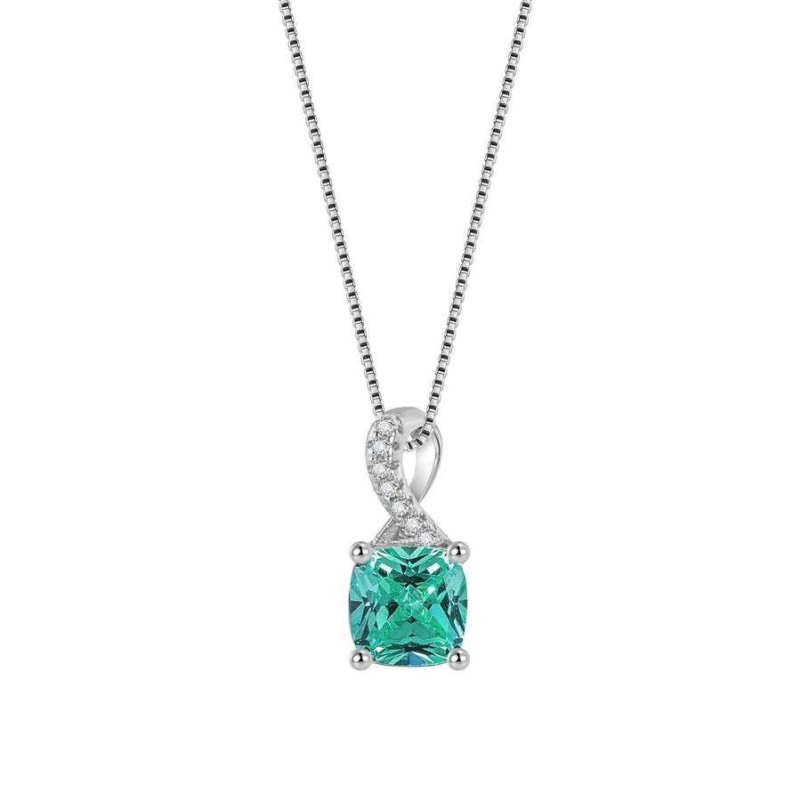 Fine Jewelry Square Gemstone Necklace Emerald Stud Earrings Diamond-Embedded