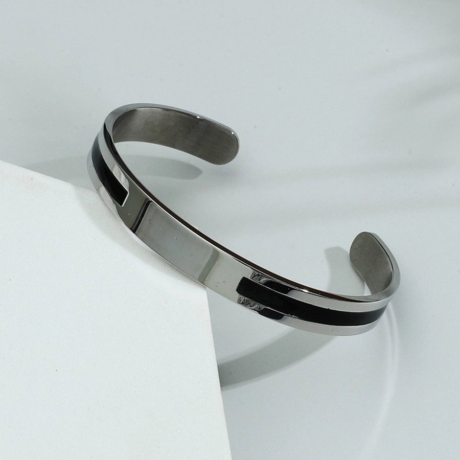 fashion c shape titanium steel plating men's bangle