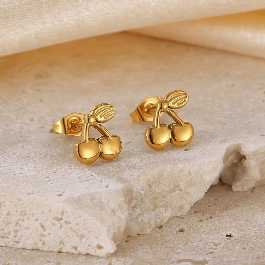 Cherry Plating  Stainless Steel Ear Studs