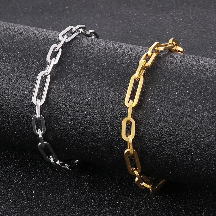 Casual Simple Style Solid Color Titanium Steel 18K Gold Plated Bracelets In Bulk