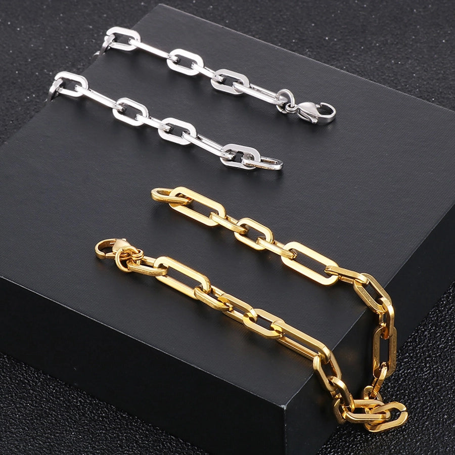 Casual Simple Style Solid Color Titanium Steel 18K Gold Plated Bracelets In Bulk