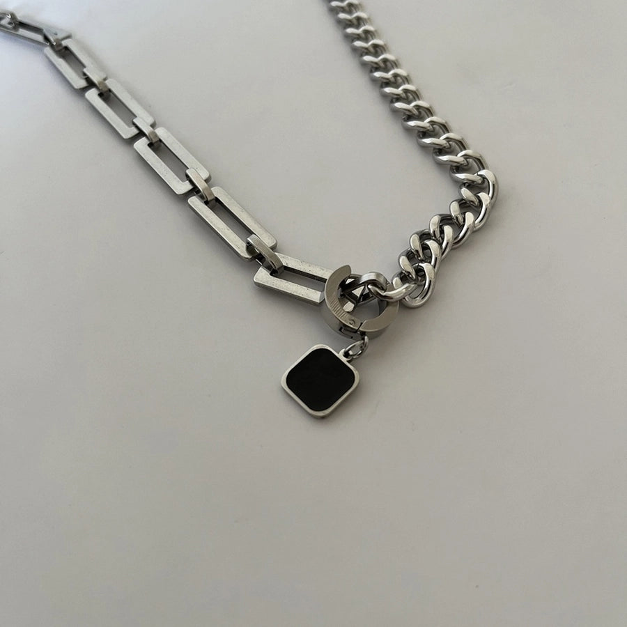 casual square titanium steel polishing men's pendant necklace