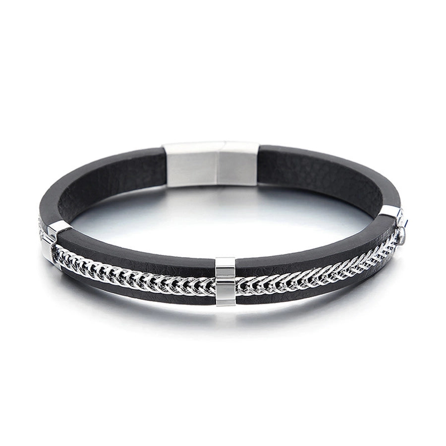 retro geometric titanium steel men's bangle