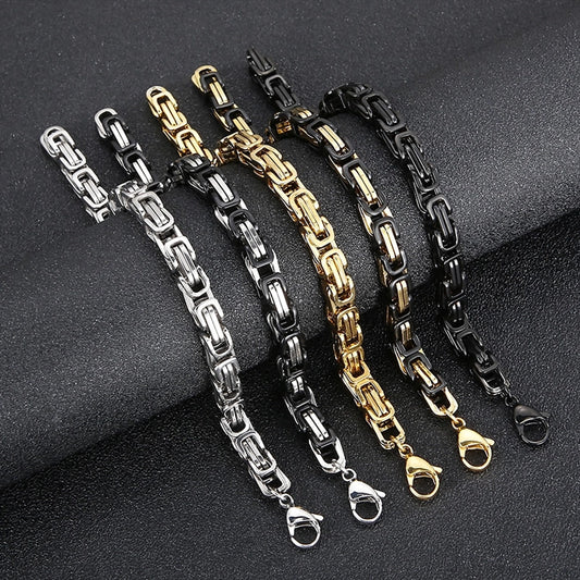 Simple style splicing solid color titanium steel plating 18k gold plated men's bracelets