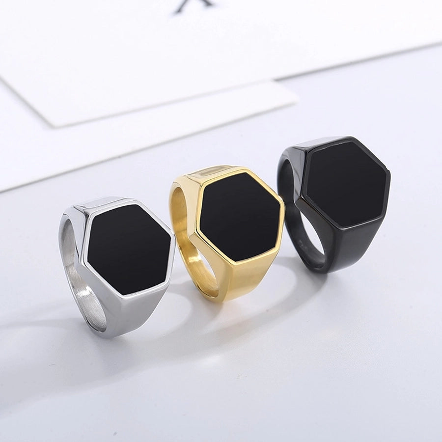 Titanium Steel 18K Gold Plated  Plating Geometric Rings