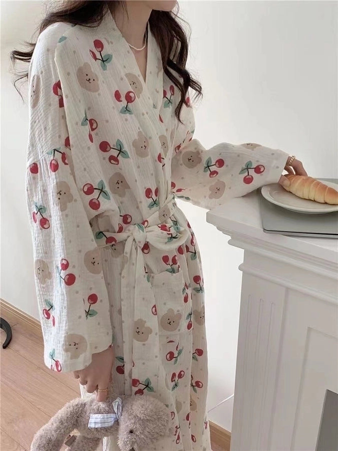 Pajamas Girl's Sweet Nightgown Cherry Bear