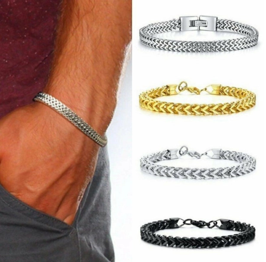 fashion solid color titanium steel chain bracelets