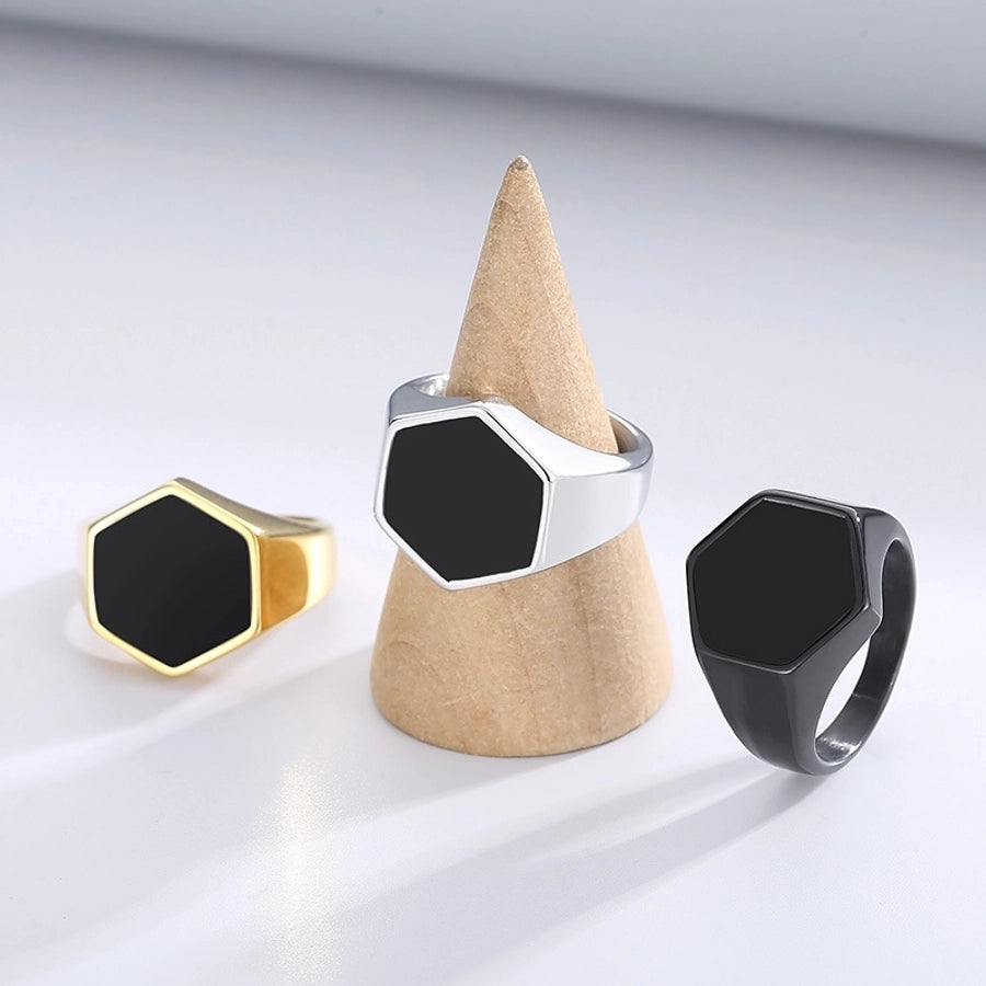 Titanium Steel 18K Gold Plated  Plating Geometric Rings