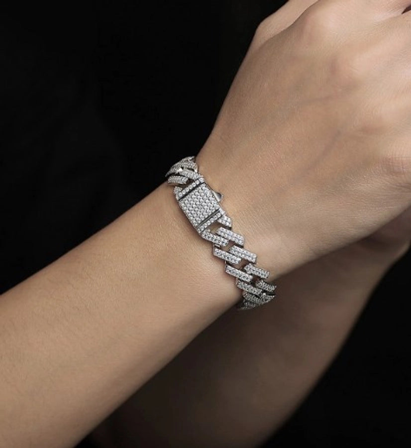 streetwear geometric sterling silver moissanite bracelets in bulk