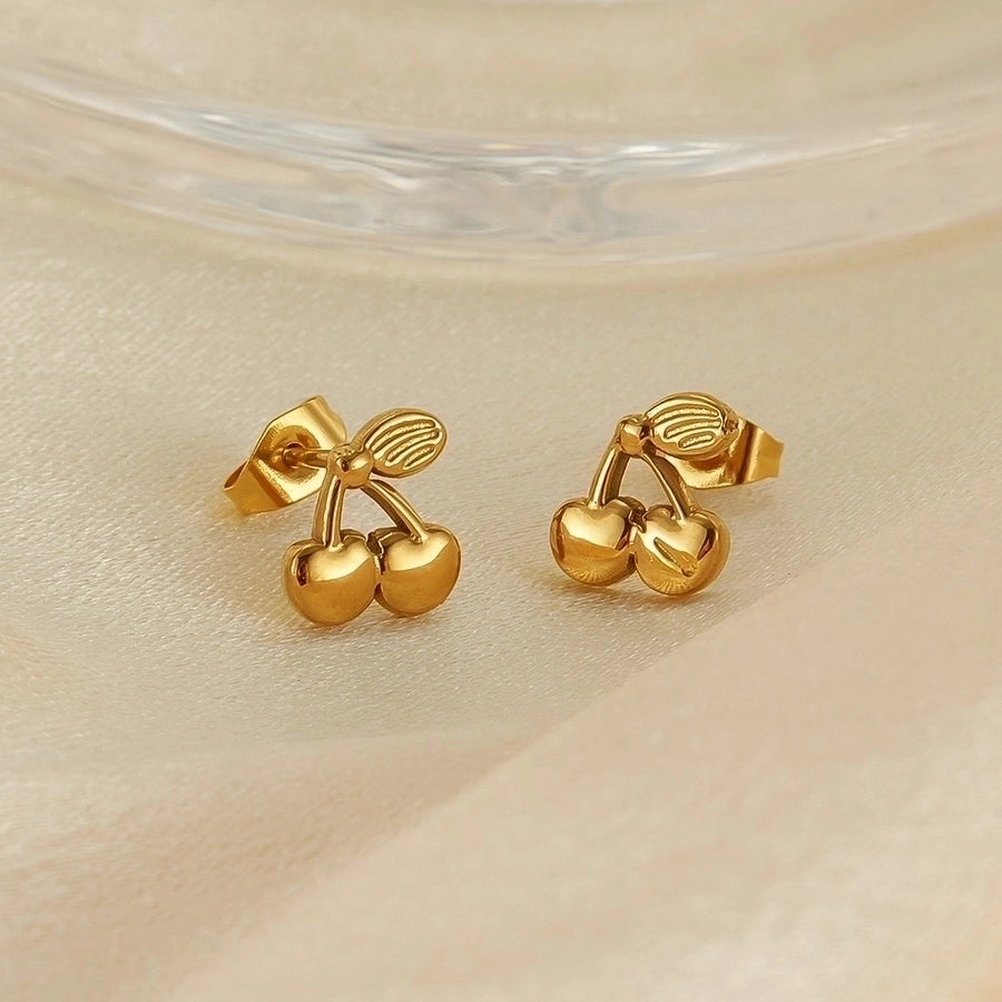 Cherry Plating  Stainless Steel Ear Studs