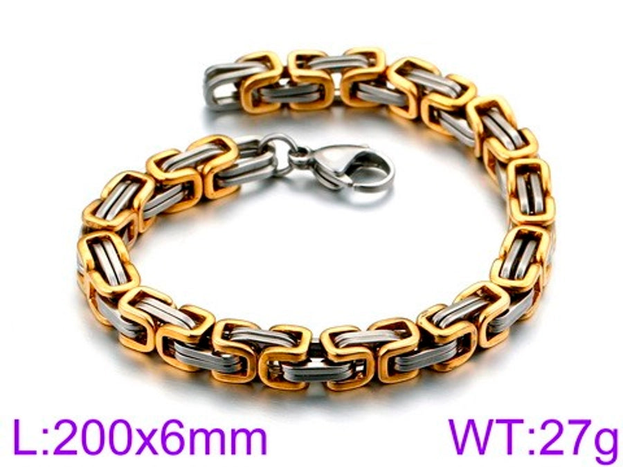 Simple style splicing solid color titanium steel plating 18k gold plated men's bracelets