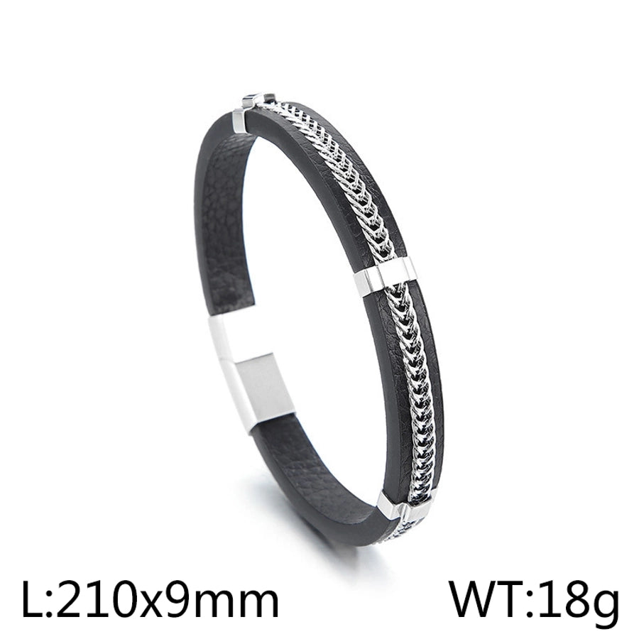 retro geometric titanium steel men's bangle